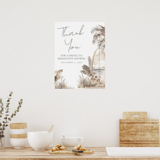 Baby On Board Beach Baby Shower Thank You Poster (Keuken)