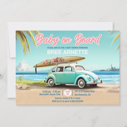 Baby on Board Beach Invitation (Devant)