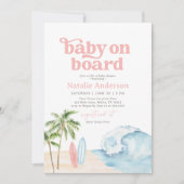Baby on Board Beach Surf Baby shower Invitation (Devant)