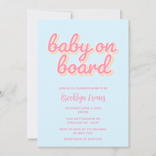 Baby on Board Beach Surf Baby shower Invitation (Devant)