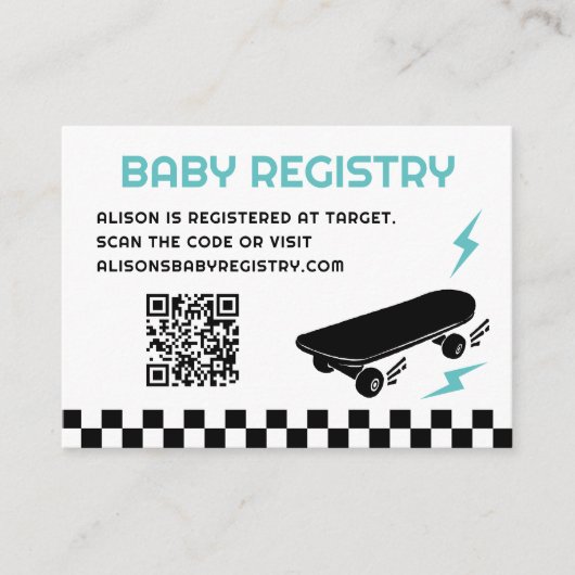 Baby on board Skateboard Registry Cartes (Devant)