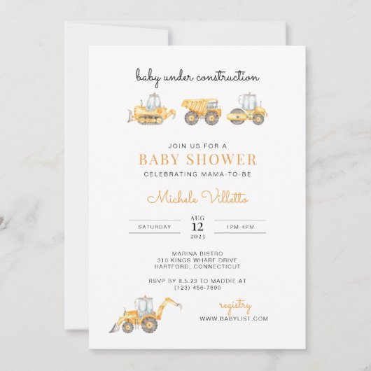 Baby onder Baby shower van de bouw Kaart (Voorkant)