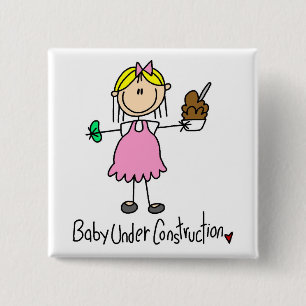 Baby onder BouwT-shirts en cadeaus Vierkante Button 5,1 Cm