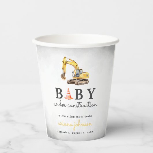 Baby Onder constructie Boy Baby shower Papieren Bekers (Voorkant)