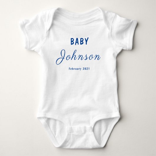 Baby onthult achternaam Familieverjaardagsjaar Romper (Voorkant)