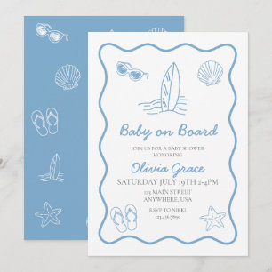 Baby op Boord krabbel Surfplank Strand Baby Shower Kaart