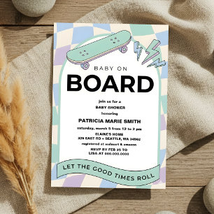 Baby op Boord Skateboard Baby Shower feest Uitnodi Kaart