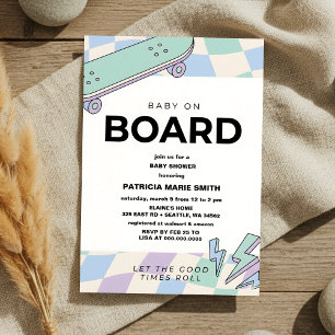 Baby op Boord Skateboard Baby Shower feest Uitnodi Kaart