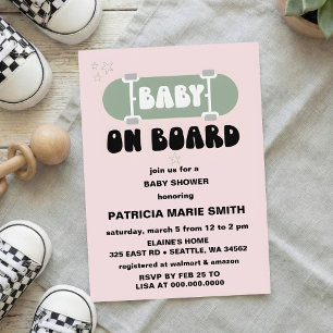 Baby op Boord Skateboard Baby Shower feest Uitnodi Kaart