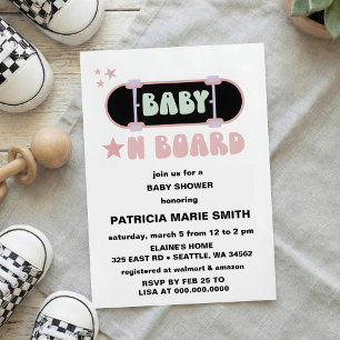 Baby op Boord Skateboard Baby Shower feest Uitnodi Kaart