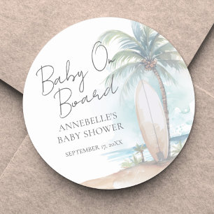 Baby Op Boord Strand Baby Shower Ronde Sticker