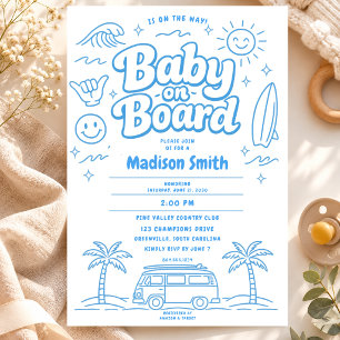 Baby op Boord Strand Surf Baby Shower Zomer Retro Kaart