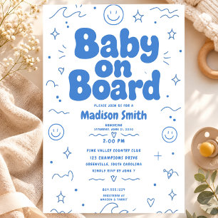 Baby op Boord Strand Surf Baby Shower Zomer Retro Kaart