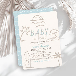 Baby op Boord Surf Doodle Blauwe Jongen Baby Borre Kaart