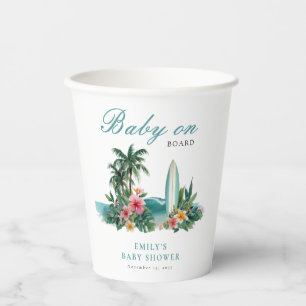 Baby Op Boord Surf Strand Baby Shower Papieren Bekers