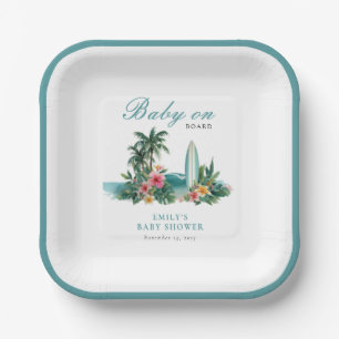 Baby Op Boord Surf Strand Baby Shower Papieren Bordje