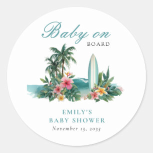 Baby Op Boord Surf Strand Baby Shower Ronde Sticker