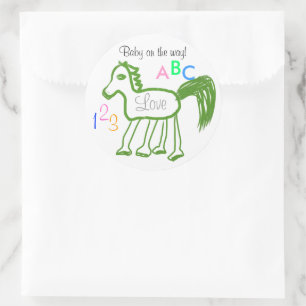 Baby op de Weg Groene Paard ABC 123 Stickers