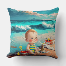 Baby op het strand kussen