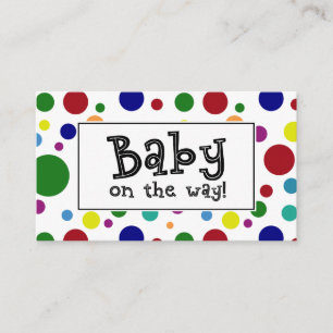 Baby op komst! Kleurrijke Stippen Cadeauregisterka Informatiekaartje