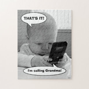 Baby op mobiele telefoon legpuzzel