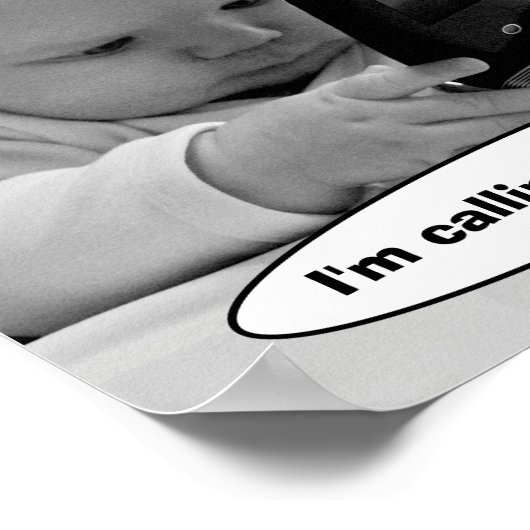 Baby op mobiele telefoon poster (Hoek)
