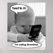 Baby op mobiele telefoon poster (Voorkant)