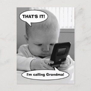 Baby op mobiele telefoon uitnodiging briefkaart