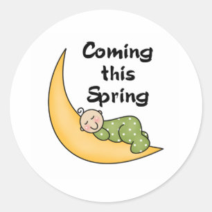 Baby op Moon Spring Ronde Sticker