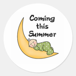 Baby op Moon Summer Ronde Sticker