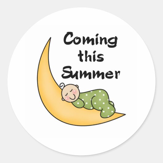 Baby op Moon Summer Ronde Sticker (Voorkant)