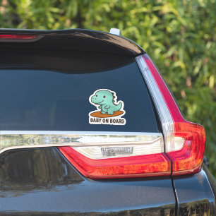 Baby op surfplank Dinosaurus Sticker