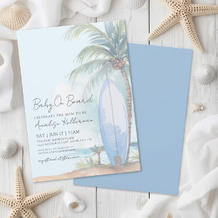 Baby Op Surfplank Strand Baby Shower Kaart