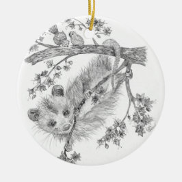 Baby Opossum houdt op boomtakken Keramisch Ornament