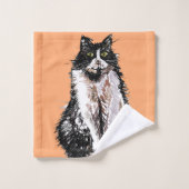 Baby Orange Tuxedo Chat Noir Chats Filles Serviett (Gant de toilette)