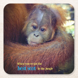 Baby Orangutan Vierkante Kartonnen Onderzetter
