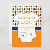 Baby Oranje en Navy Blue Argyle Aankondiging (Voorkant)