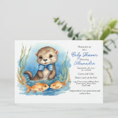 Baby Otter Boy Baby shower Invitation (Debout devant)