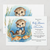 Baby Otter Boy Baby shower Invitation (Devant / Derrière)