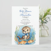 Baby Otter Boy Baby shower Invitation (Debout devant)