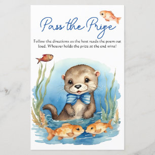 Baby Otter Boy Baby shower Pass the Prize Game