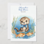 Baby Otter Boy Baby shower Uitnodiging (Achterkant)