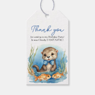 Baby Otter Boy Verjaardag Bedankt Cadeaulabel