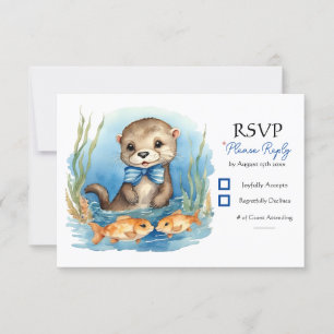 Baby Otter Boy Verjaardagsfeest RSVP Kaartje