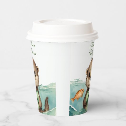 Baby Otter Genderneutraal Baby shower Papieren Bekers (Links)