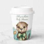 Baby Otter Genderneutraal Baby shower Papieren Bekers (Achterkant)