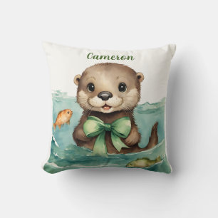 Baby Otter Gepersonaliseerd Genderneutraal Kussen