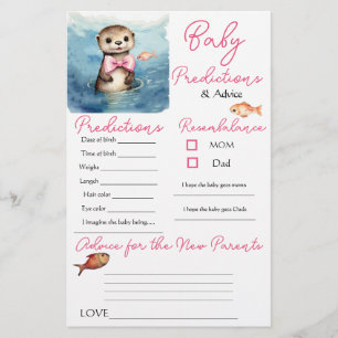 Baby Otter Girl Baby Predictions Carte de conseil