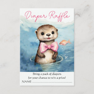 Baby Otter Meisje Baby shower Luier Raffle Informatiekaartje