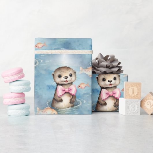 Baby Otter Meisje Cadeaupapier (Baby Shower)